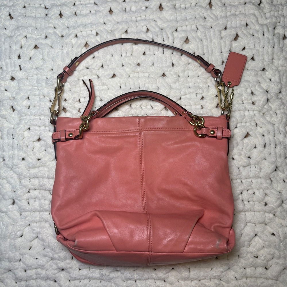 Coach Brooke Coral Leather Shoulder Bag Gold Hardware 14820